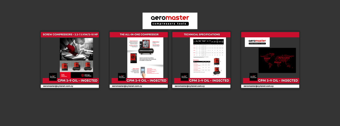 Chicago Pneumatic CPM 3–9 oil-injected screw air compressor for industrial use, offering energy-efficient and reliable compressed air solutions in Cyprus.