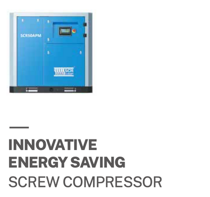 SCR APM20/8 NEW APPEARANCE αεροσυμπιεστής κοχλία 20HP 8 Bar με κινητήρα μόνιμου μαγνήτη VSD - Aeromaster Κύπρου